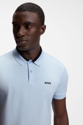 Hugo Boss Stripe-trim polo shirt in stretch cotton - Image 12