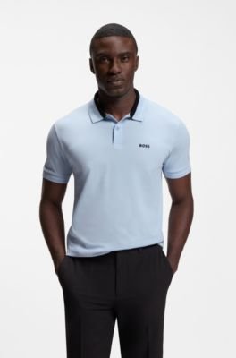 Hugo Boss Stripe-trim polo shirt in stretch cotton - Image 11
