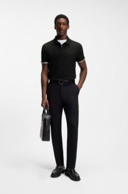 Hugo Boss Vertical-stripe polo shirt in mercerised cotton - Image 3