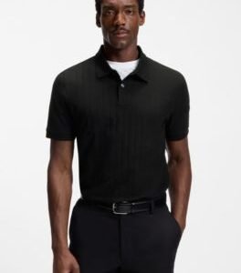 Hugo Boss Vertical-stripe polo shirt in mercerised cotton
