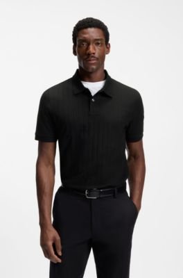 Hugo Boss Vertical-stripe polo shirt in mercerised cotton