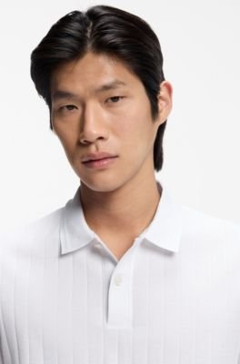 Hugo Boss Vertical-stripe polo shirt in mercerised cotton - Image 8
