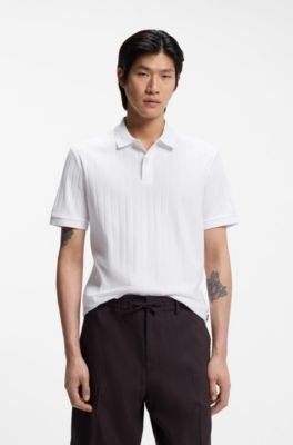 Hugo Boss Vertical-stripe polo shirt in mercerised cotton - Image 6