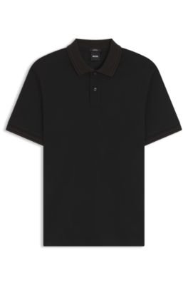 Hugo Boss Stripe-trim slim-fit polo shirt in mercerised cotton - Image 5