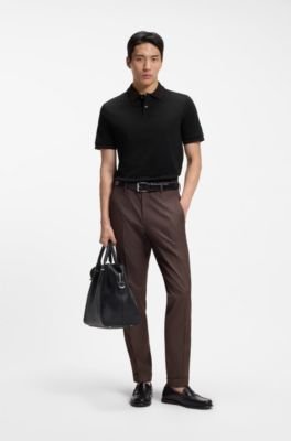 Hugo Boss Stripe-trim slim-fit polo shirt in mercerised cotton - Image 3