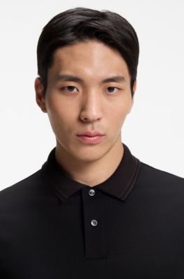 Hugo Boss Stripe-trim slim-fit polo shirt in mercerised cotton - Image 2