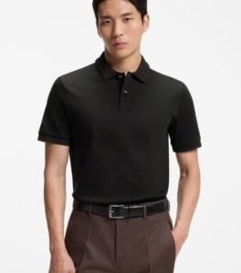 Hugo Boss Stripe-trim slim-fit polo shirt in mercerised cotton