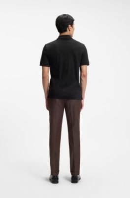 Hugo Boss Stripe-trim slim-fit polo shirt in mercerised cotton - Image 4