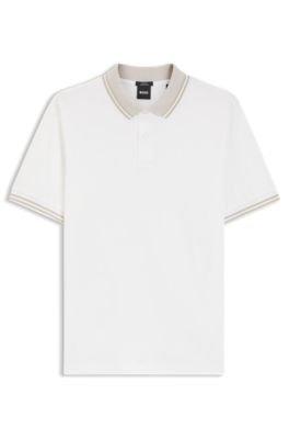 Hugo Boss Stripe-trim slim-fit polo shirt in mercerised cotton - Image 10