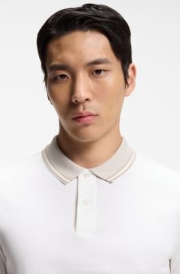 Hugo Boss Stripe-trim slim-fit polo shirt in mercerised cotton - Image 7
