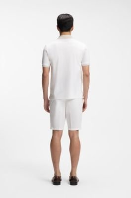 Hugo Boss Stripe-trim slim-fit polo shirt in mercerised cotton - Image 9