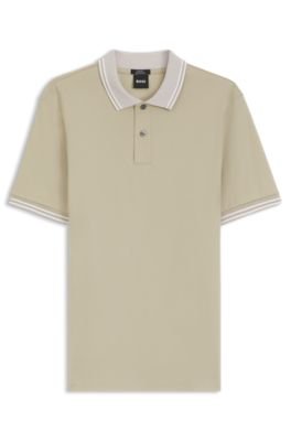 Hugo Boss Stripe-trim slim-fit polo shirt in mercerised cotton - Image 15