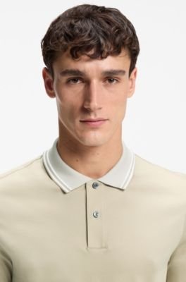 Hugo Boss Stripe-trim slim-fit polo shirt in mercerised cotton - Image 12