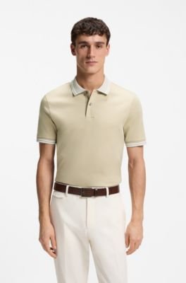 Hugo Boss Stripe-trim slim-fit polo shirt in mercerised cotton - Image 11