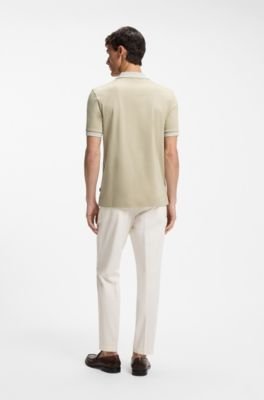 Hugo Boss Stripe-trim slim-fit polo shirt in mercerised cotton - Image 14