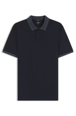Hugo Boss Stripe-trim slim-fit polo shirt in mercerised cotton - Image 20