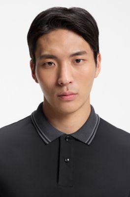 Hugo Boss Stripe-trim slim-fit polo shirt in mercerised cotton - Image 17