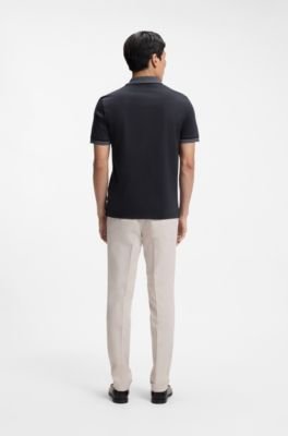 Hugo Boss Stripe-trim slim-fit polo shirt in mercerised cotton - Image 19