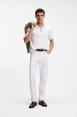 Hugo Boss Striped-trim polo shirt in mercerised cotton - Image 3