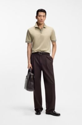 Hugo Boss Striped-trim polo shirt in mercerised cotton - Image 8