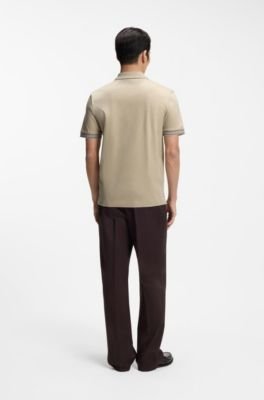 Hugo Boss Striped-trim polo shirt in mercerised cotton - Image 9