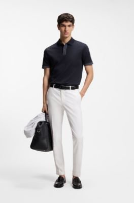Hugo Boss Striped-trim polo shirt in mercerised cotton - Image 13