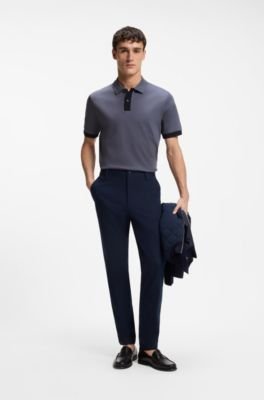 Hugo Boss Striped-trim polo shirt in mercerised cotton - Image 18