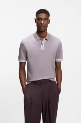 Hugo Boss Striped-trim polo shirt in mercerised cotton - Image 21