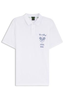 Hugo Boss Embroidered-artwork polo shirt in cotton mesh - Image 5