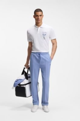Hugo Boss Embroidered-artwork polo shirt in cotton mesh - Image 3