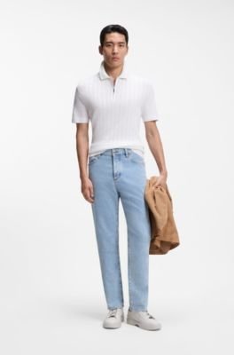 Hugo Boss Cotton-silk polo shirt with zip neck - Image 3
