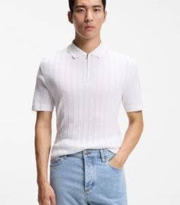 Hugo Boss Cotton-silk polo shirt with zip neck