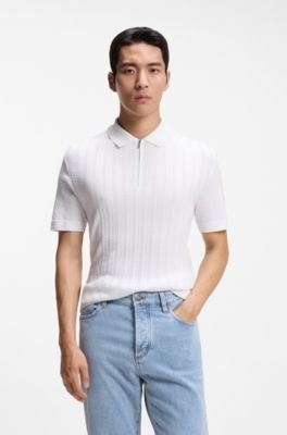 Hugo Boss Cotton-silk polo shirt with zip neck