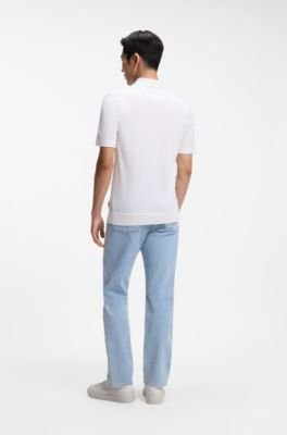 Hugo Boss Cotton-silk polo shirt with zip neck - Image 4