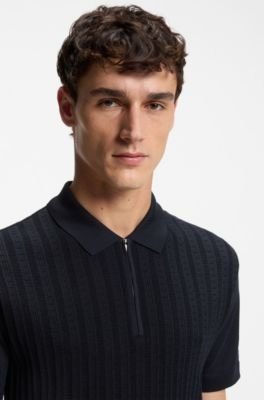 Hugo Boss Cotton-silk polo shirt with zip neck - Image 7