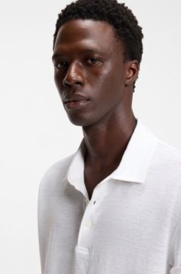 Hugo Boss BOSS BY BECKHAM polo shirt in linen - Image 2