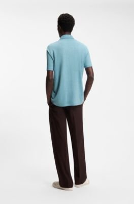 Hugo Boss BOSS BY BECKHAM polo shirt in linen - Image 14
