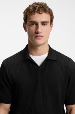 Hugo Boss Jacquard-pattern polo shirt with Johnny collar - Image 2