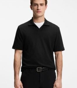 Hugo Boss Jacquard-pattern polo shirt with Johnny collar