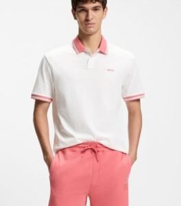 Hugo Boss Cotton-jersey polo shirt with stripe trims