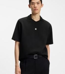 Hugo Boss Structured cotton-blend polo shirt with Johnny collar