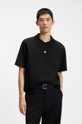 Hugo Boss Structured cotton-blend polo shirt with Johnny collar