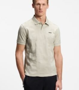 Hugo Boss Regular-fit cotton knit polo with 3D jacquard design