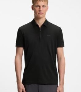 Hugo Boss Zipper-neck polo shirt in cotton-blend jersey