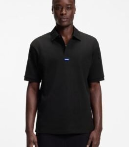 Hugo Boss Cotton-piqué polo shirt with blue logo badge