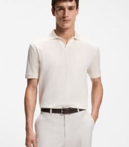 Hugo Boss Cotton-jacquard polo shirt with Johnny collar