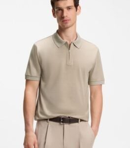 Hugo Boss Mercerized-cotton polo shirt with zipper placket