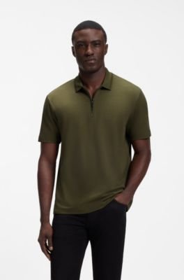 Hugo Boss Zipper-placket piqué polo shirt