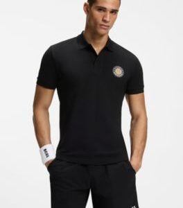 Hugo Boss Cotton-piqué polo shirt with tennis artwork