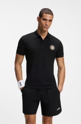 Hugo Boss Cotton-piqué polo shirt with tennis artwork